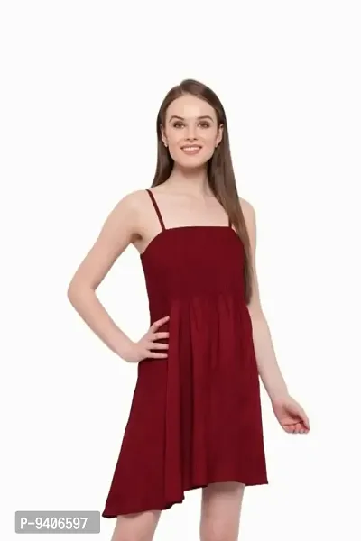 Casual Noodle Straps Women top (Maroon)-thumb0