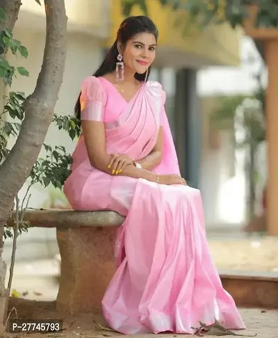 Stylish Art Silk Pink Jacquard Saree With Blouse Piece
