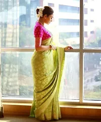 Stylish Art Silk Green Jacquard Saree With Blouse Piece-thumb1