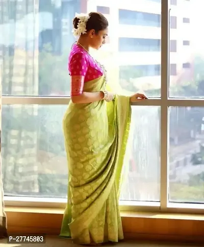 Stylish Art Silk Green Jacquard Saree With Blouse Piece-thumb2