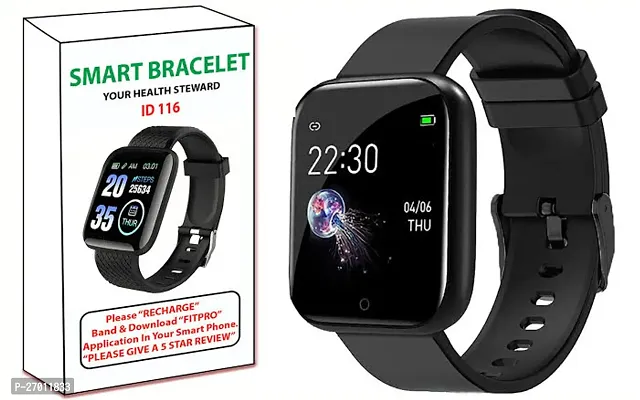 Ultra-Sleek USB Charge Smart Watch Large Screen Sports Wristband for Unisex Digital Dial Silicon Material Black Color-thumb2