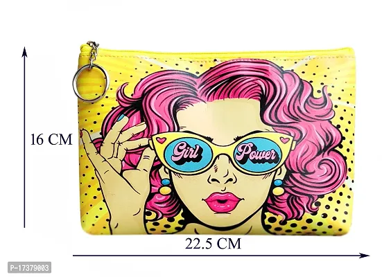 Girl's Power cosmetic organizer Pouch Pencil  Pen Purse for Girls PU Leather Pencil  Pen Case Big Pouch Bag Kids Gifts Pouch Zipper Bag. (Pack of1)-thumb2