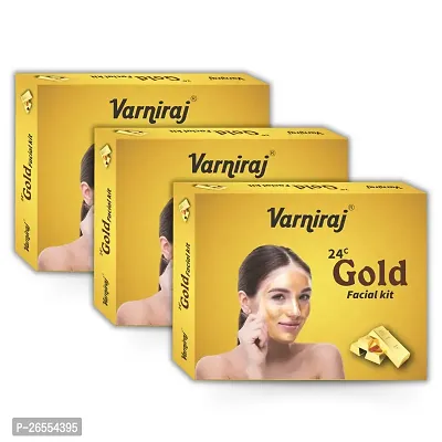 Varniraj Gold Facial Kit for women and men | Gold cleanser |  Gold Scrub | Gold Cream | Gold Gel | Gold Facepack (3 x 45 GM)
