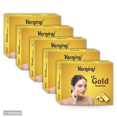 Varniraj Gold Facial Kit | Instant glow at home | Gold Facial Kit for women | Facial Kit for men (5 x 45 GM)