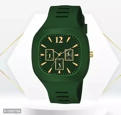 Comfortable Green Silicone Analog Watch For Men-thumb0