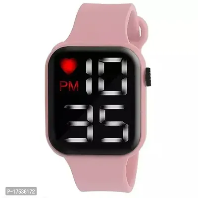 Stylish Pink Rubber Digital Watches For Women Pack Of 1