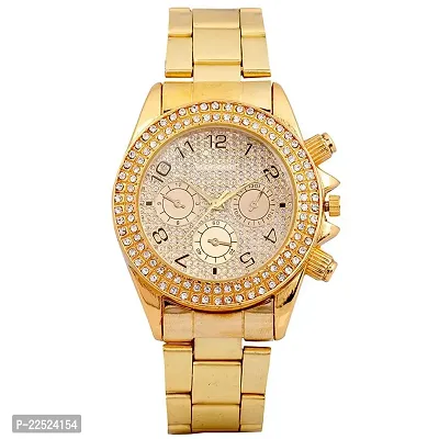 Gold Paidu Full Diamond On Dial and Watch Color Gold Analog Dial for Men and Boy-thumb0