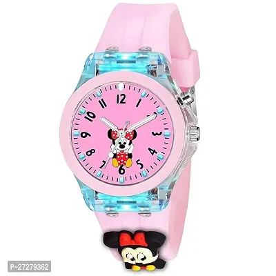 Stylish Pink Cartoon Analog Silicone Strap Watch For Kids Girls-thumb0