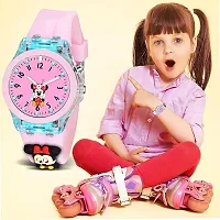 Stylish Pink Cartoon Analog Silicone Strap Watch For Kids Girls-thumb2