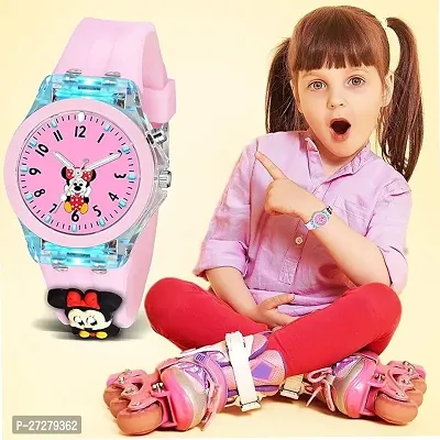 Stylish Pink Cartoon Analog Silicone Strap Watch For Kids Girls-thumb3