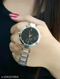 Watches for Women Round Studded Dial |Day and Date Quartz Movemnet |Long Battery Life|Stainless Steel Bracelet Chain Strap|Double Lock Clasp Safety Watches for Girls-thumb2