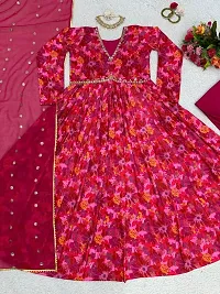 Attractive Georgette Printed Anarkali Gown with Dupatta-thumb1