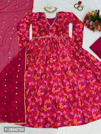 Attractive Georgette Printed Anarkali Gown with Dupatta-thumb2