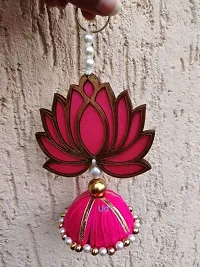 Handmade Wall Decor Lotus with Jhumki Style Hanging for Home Decor,Diwali Decor,Wedding and All Festival Decor (04 Pcs Pink/Raani).-thumb2