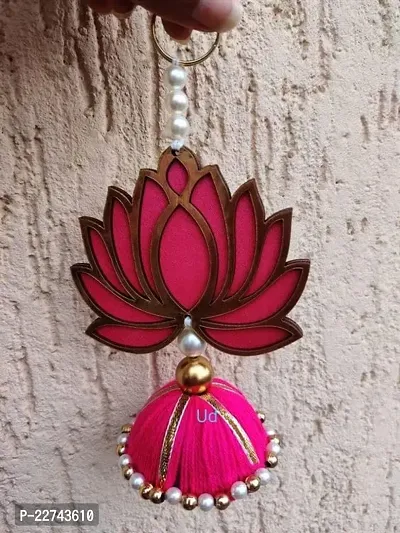 Handmade Wall Decor Lotus with Jhumki Style Hanging for Home Decor,Diwali Decor,Wedding and All Festival Decor (05 Pcs Pink/Raani).-thumb4