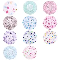 Waterproof Shower Caps Reusable EVA Plastic Bath Cap with Beautiful Lace Edge Eco-Friendly Hair Cap for Shower(PACK OF 4)-thumb1