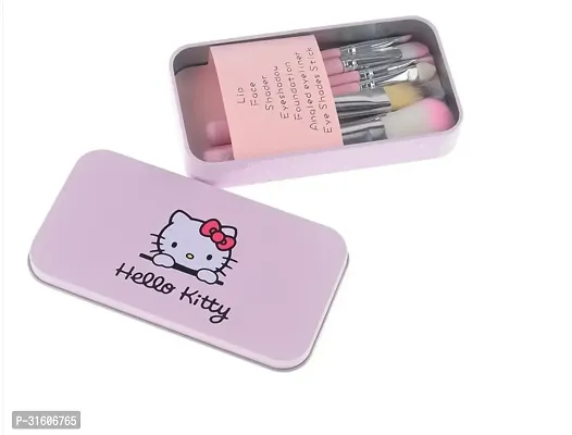 7PCS Pink Black Brochas De Maquillaje Hello Kitty Brush Set