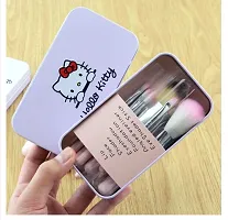 7PCS Pink Black Brochas De Maquillaje Hello Kitty Brush Set-thumb2