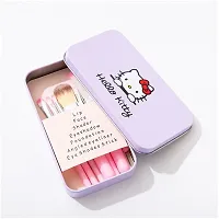 7PCS Pink Black Brochas De Maquillaje Hello Kitty Brush Set-thumb3