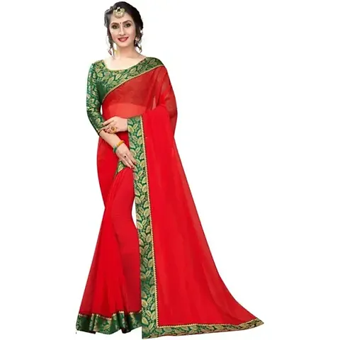 Stylish Georgette Solid Saree with Blouse piece