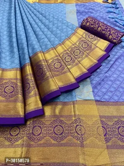 Stylish Cotton Silk Multicoloured Zari Saree with Blouse piece