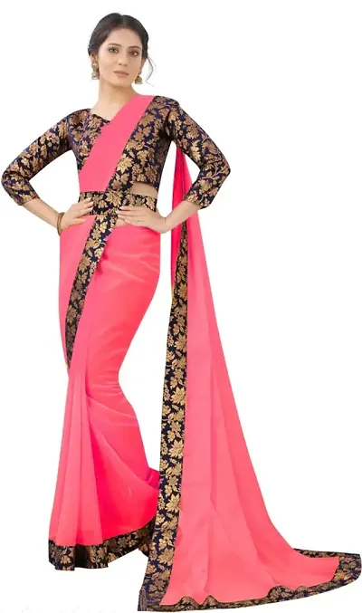 Attractive Silk Blend Saree with Blouse piece 