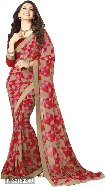 Stylish Georgette Multicoloured Printed Saree with Blouse piece-thumb0