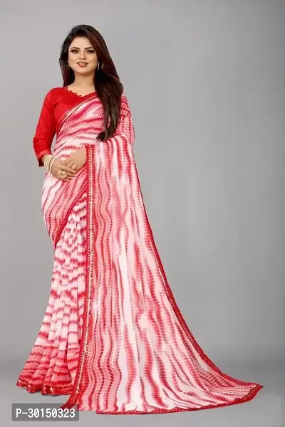 Stylish Georgette Red Dyed Saree with Blouse piece-thumb0