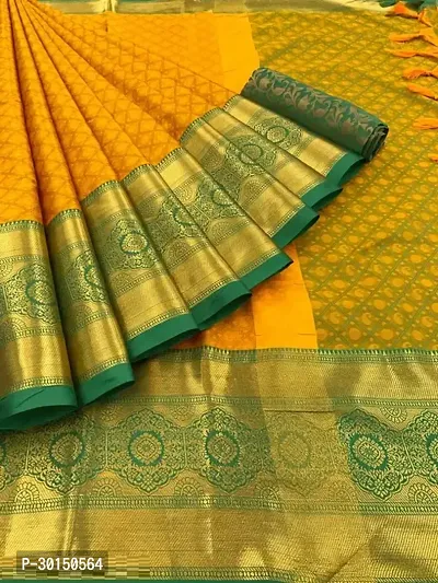 Stylish Cotton Silk Multicoloured Zari Saree with Blouse piece