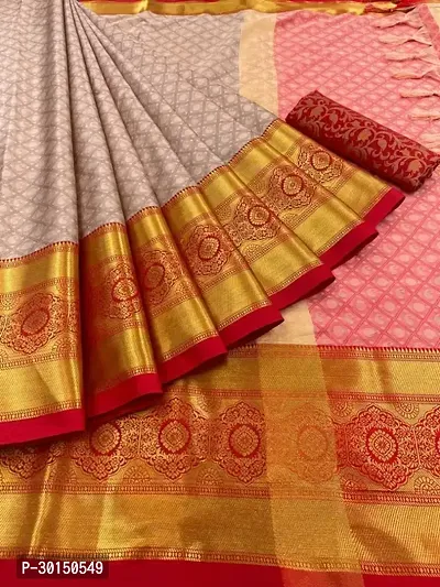 Stylish Cotton Silk Multicoloured Zari Saree with Blouse piece-thumb0