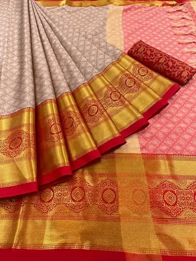 Stylish Silk Zari Saree with Blouse piece