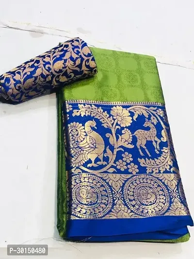 Stylish Cotton Silk Multicoloured Zari Saree with Blouse piece