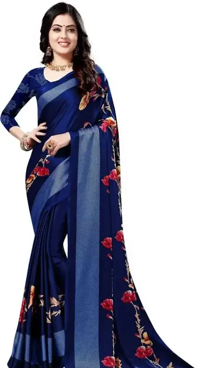 Stylish Satin Saree with Blouse piece