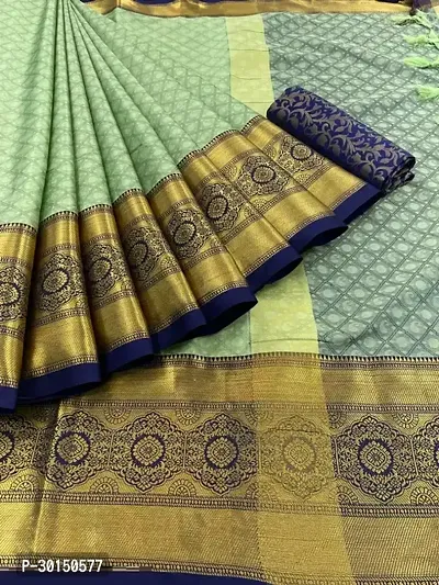 Stylish Cotton Silk Multicoloured Zari Saree with Blouse piece