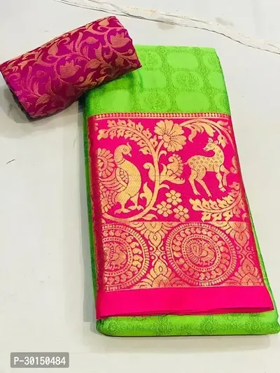 Stylish Cotton Silk Multicoloured Zari Saree with Blouse piece-thumb0