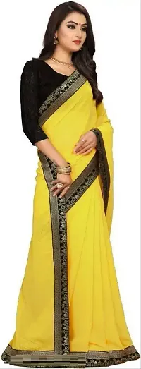 Stylish Georgette Solid Saree with Blouse piece