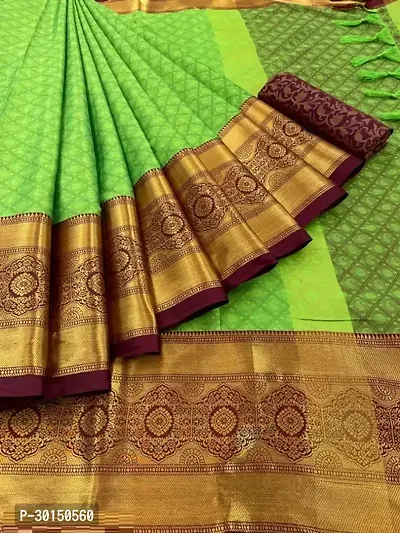 Stylish Cotton Silk Multicoloured Zari Saree with Blouse piece-thumb0