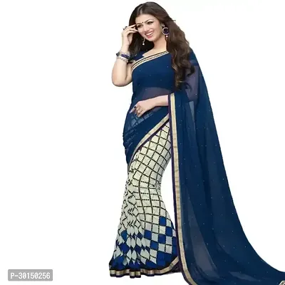 Stylish Georgette Multicoloured Printed Saree with Blouse piece-thumb0