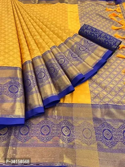 Stylish Cotton Silk Multicoloured Zari Saree with Blouse piece