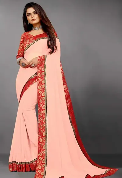 Stylish Georgette Solid Saree with Blouse piece