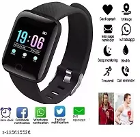 Mi Smart Watch ID116 Plus New Version Bluetooth Smart Fitness Band Watch with Heart Rate Activity Tracker Waterproof Body- Blood Pressure Touchscreen for Men/Women - Black-thumb2