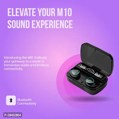 M10 TWS Bluetooth V5.1 in-Ear Wireless Earbuds with Upto 3 Hours Playback Stereo Sports Waterproof Bluetooth Earphones with Mic (Black, True Wireless)-thumb0