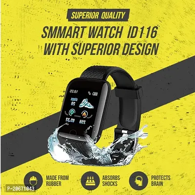 SMART WATCH  ID116 Plus Smart Bracelet Fitness Tracker Color Screen Smartwatch Heart Rate Blood Pressure Pedometer Sleep Monitor (Black)-thumb0