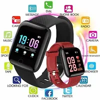 SMART WATCH  ID116 Plus Smart Bracelet Fitness Tracker Color Screen Smartwatch Heart Rate Blood Pressure Pedometer Sleep Monitor (Black)-thumb2