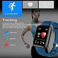 Mi Smart Watch ID116 Plus New Version Bluetooth Smart Fitness Band Watch with Heart Rate Activity Tracker Waterproof Body- Blood Pressure Touchscreen for Men/Women - Black-thumb1
