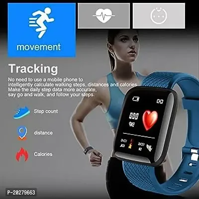 ID116 Plus Bluetooth Smart Fitness Band Watch with Heart Rate Activity Tracker Waterproof Body, Step and Calorie Counter, Distance Measure, OLED Touchscreen for Men/Women, smart watch (matt black)-thumb2