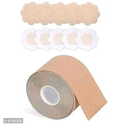 Premium Quality Autolink Boob Tape With 10 Nipple Pasties Multipurpose Nipple Tape For Women Push Up And Lifting Body Tape For Women Breast Tape Breast Lift Bra Tape Bob Tape For Breast Lift Roll-thumb0