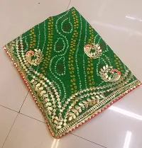 Stylish Georgette Green Embroidered Saree with Blouse piece For Women-thumb1