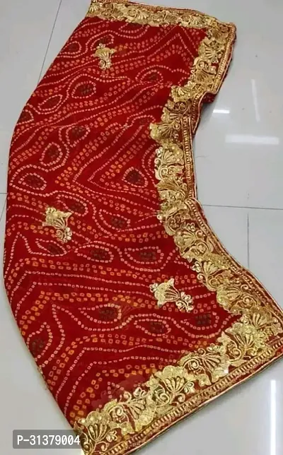 Stylish Georgette Red Embroidered Saree with Blouse piece For Women