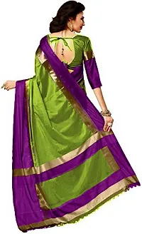 Stylish Olive Cotton Silk Saree With Blouse Piece For Women-thumb1